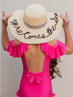 Joyfolie Girls Hot Fuchsia Pink Ruffle & Bow One-Piece Swimsuit Size 12 NEW $68